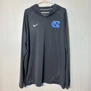 Nike Men's Dark Gray Dri-Fit Hoodie with Blue Logo Size XXL